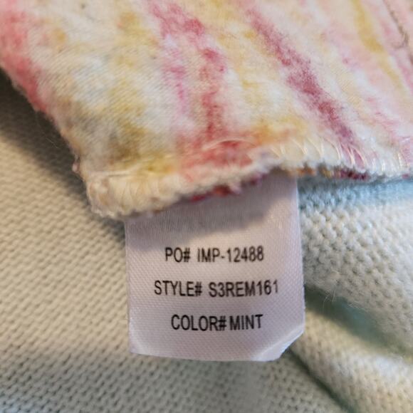 Dolled up Mint with Pastel Pinks and Yellow Sweater Size Large - Picture 8 of 9
